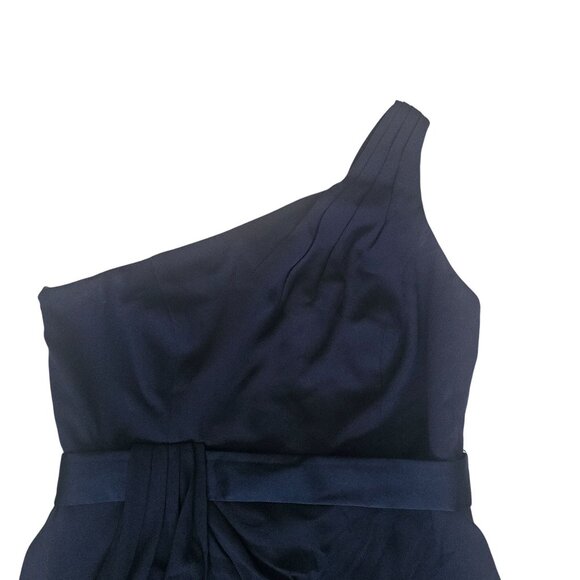 WHITE by Vera Wang Midnight Pleated Waist Tie One Shoulder Cocktail Dress Sz 12 - Picture 4 of 16